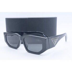 Prada SPR 09Z-F 1AB-5S0 Cat Eye Black Sunglasses Gray Lenses 55mm